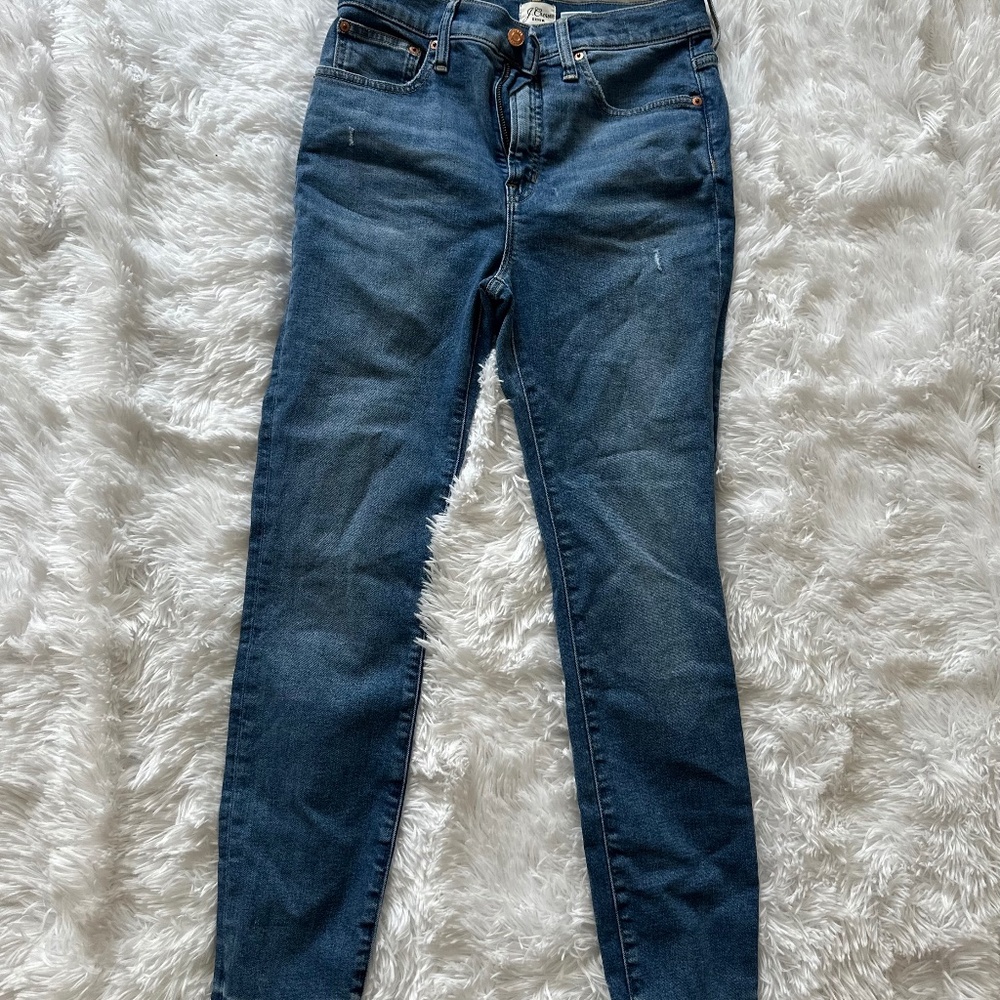 Jcrew frayed bottom high waist jeans